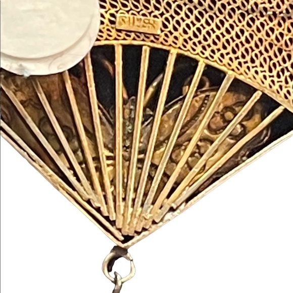 Antique silver sterling 925 China filagree enameled butterfly amethyst brooch - Picture 10 of 12